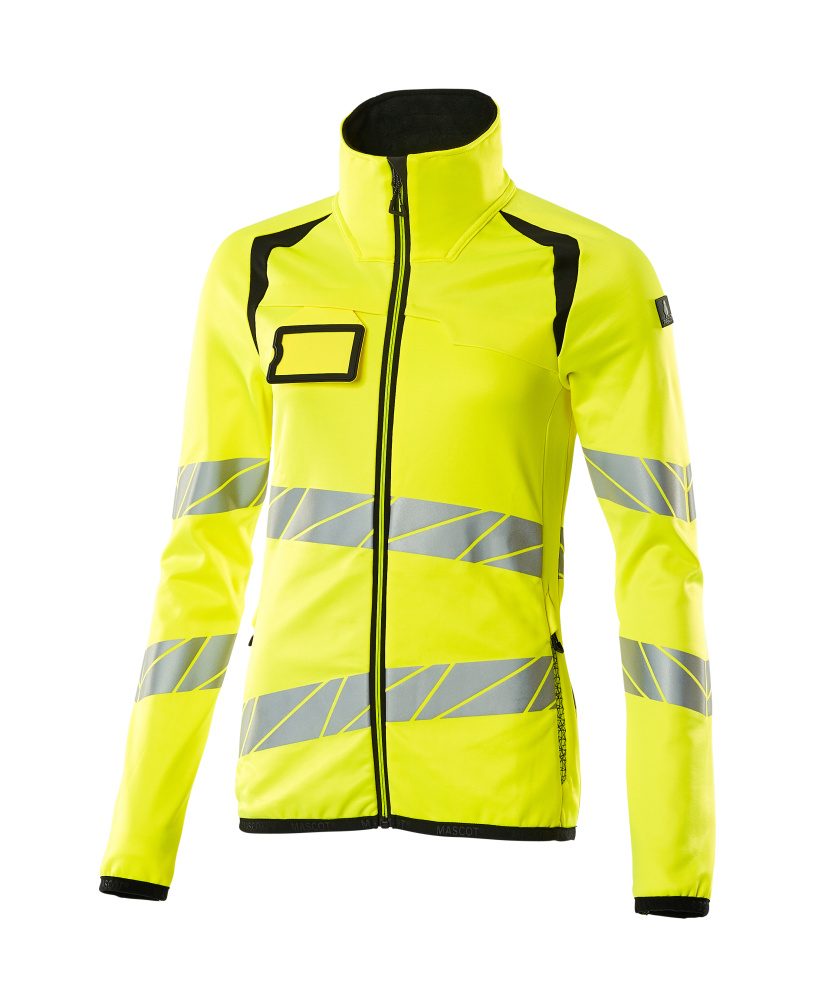 Fleecetrui met rits Dames 19153 - 1709 - hi-vis geel/zwart