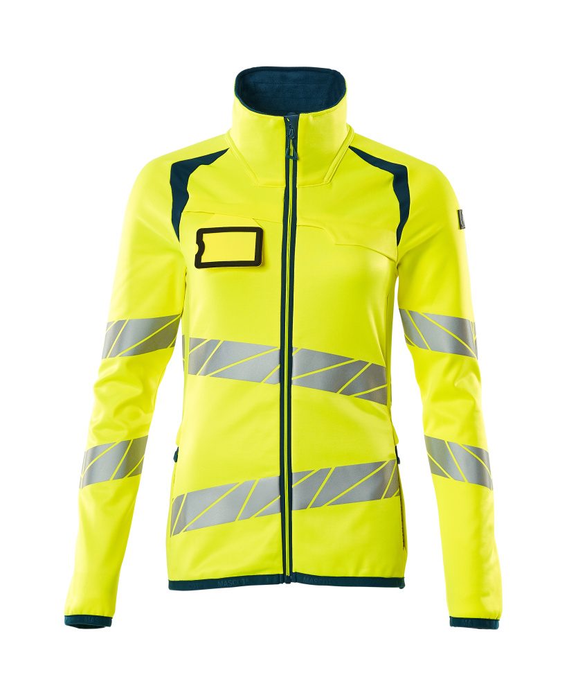 Fleecetrui met rits Dames 19153 - 1744 - hi-vis geel/donkerpetrol