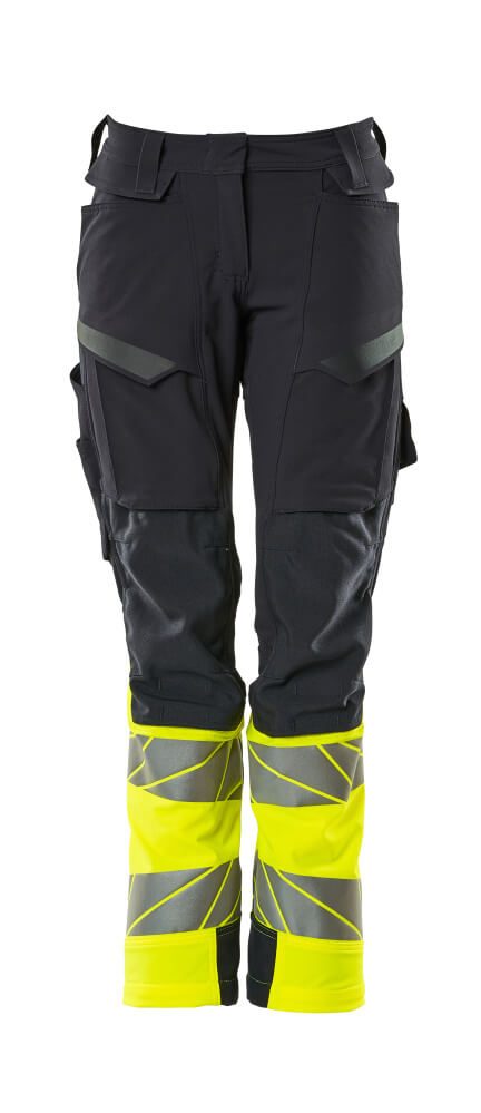 Broek met kniezakken Dames 19178 - 01017 - donkermarine/hi-vis geel