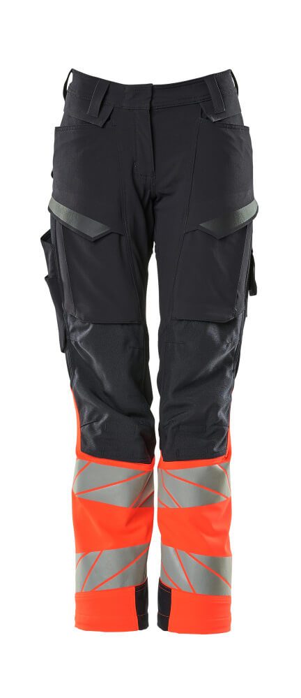 Broek met kniezakken Dames 19178 - 10222 - donkermarine/hi-vis rood