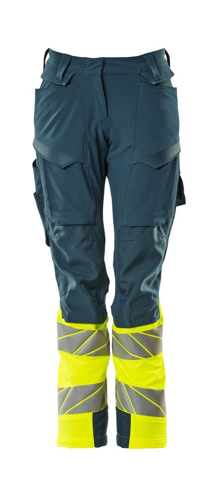 Broek met kniezakken Dames 19178 - 4417 - donkerpetrol/hi-vis geel