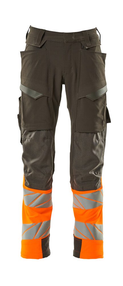 Broek met kniezakken 19179 - 1814 - donkerantraciet/hi-vis oranje