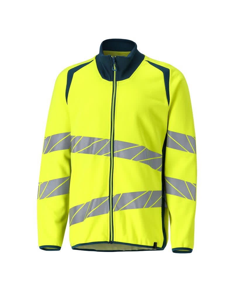 Sweatshirt met rits 19184 - 1744 - hi-vis geel/donkerpetrol