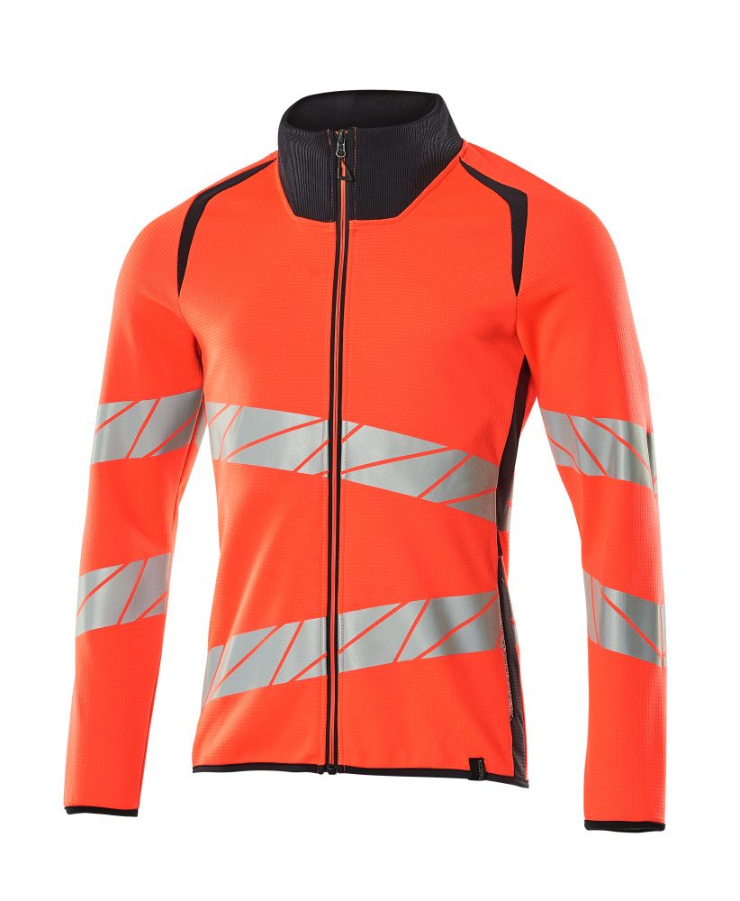 Sweatshirt met rits 19184 - 22210 - hi-vis rood/donkermarine