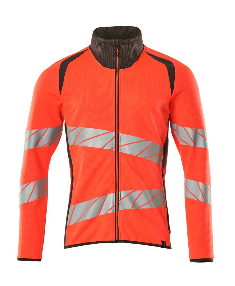 Sweatshirt met rits 19184 - 22218 - hi-vis rood/donkerantraciet