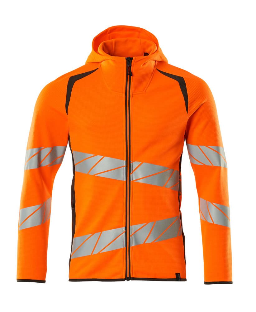 Capuchontrui met rits 19284 - 1418 - hi-vis oranje/donkerantraciet