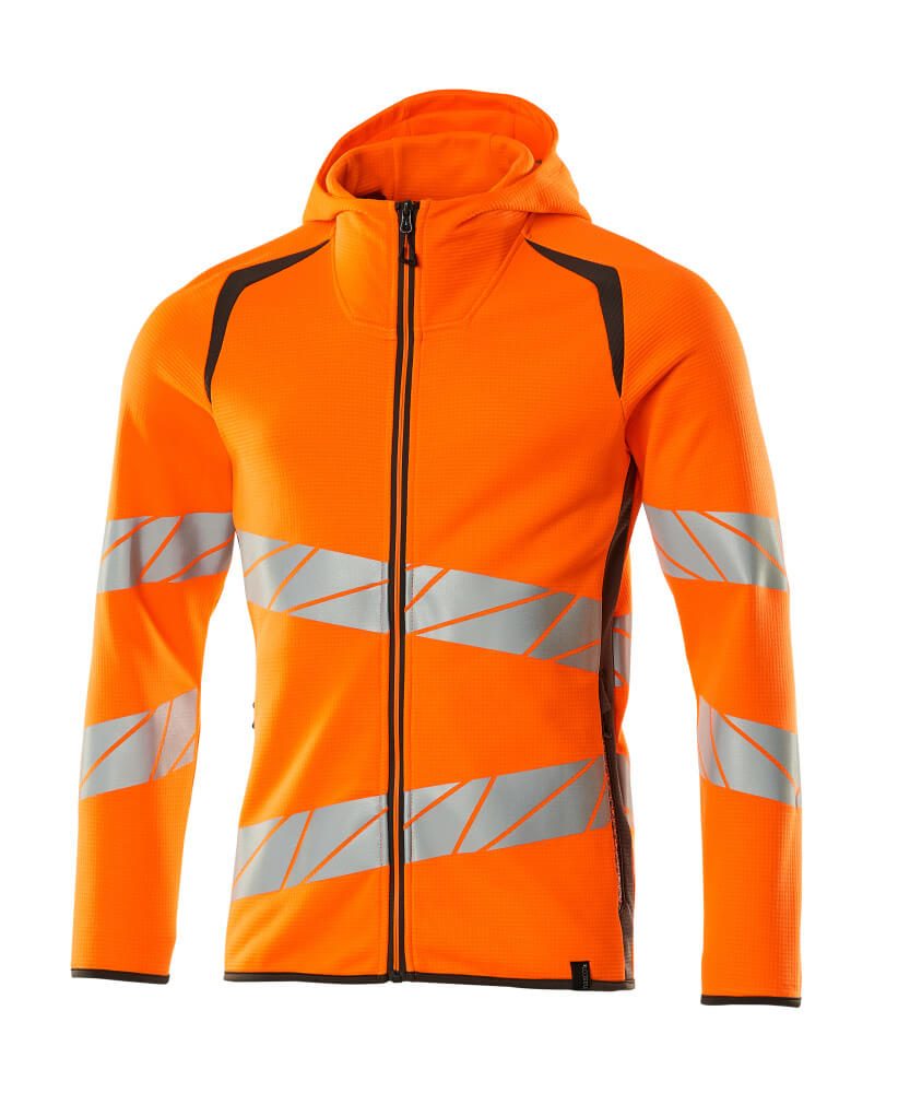 Capuchontrui met rits 19284 - 1418 - hi-vis oranje/donkerantraciet