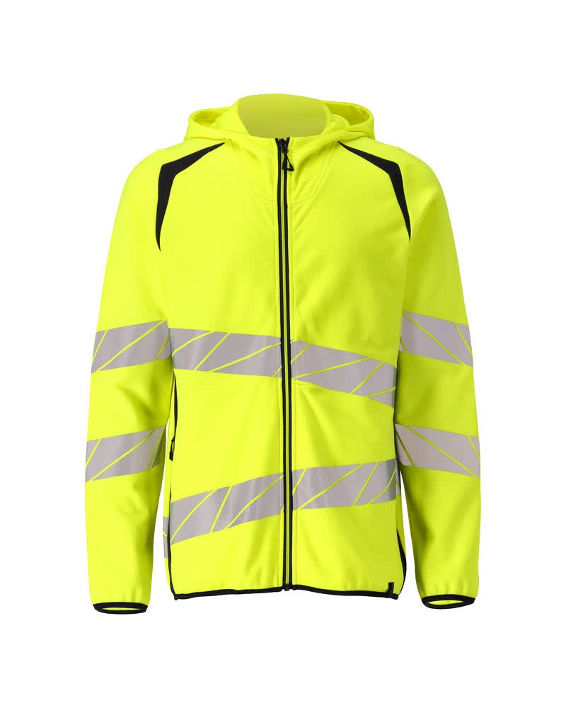 Capuchontrui met rits 19284 - 17010 - hi-vis geel/donkermarine