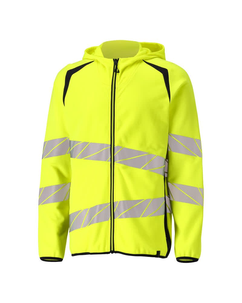 Capuchontrui met rits 19284 - 17010 - hi-vis geel/donkermarine