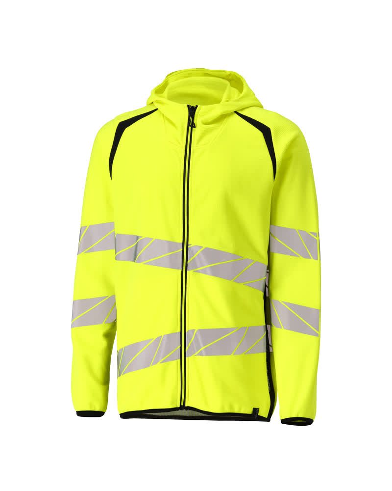 Capuchontrui met rits 19284 - 1709 - hi-vis geel/zwart