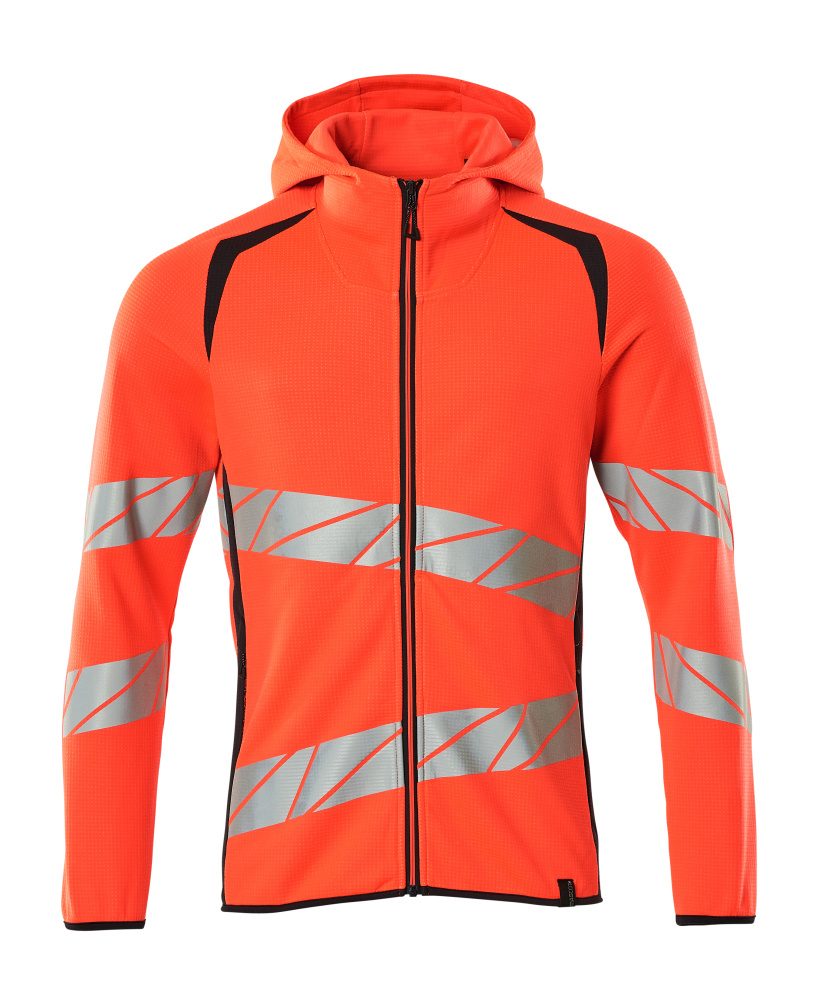 Capuchontrui met rits 19284 - 22210 - hi-vis rood/donkermarine
