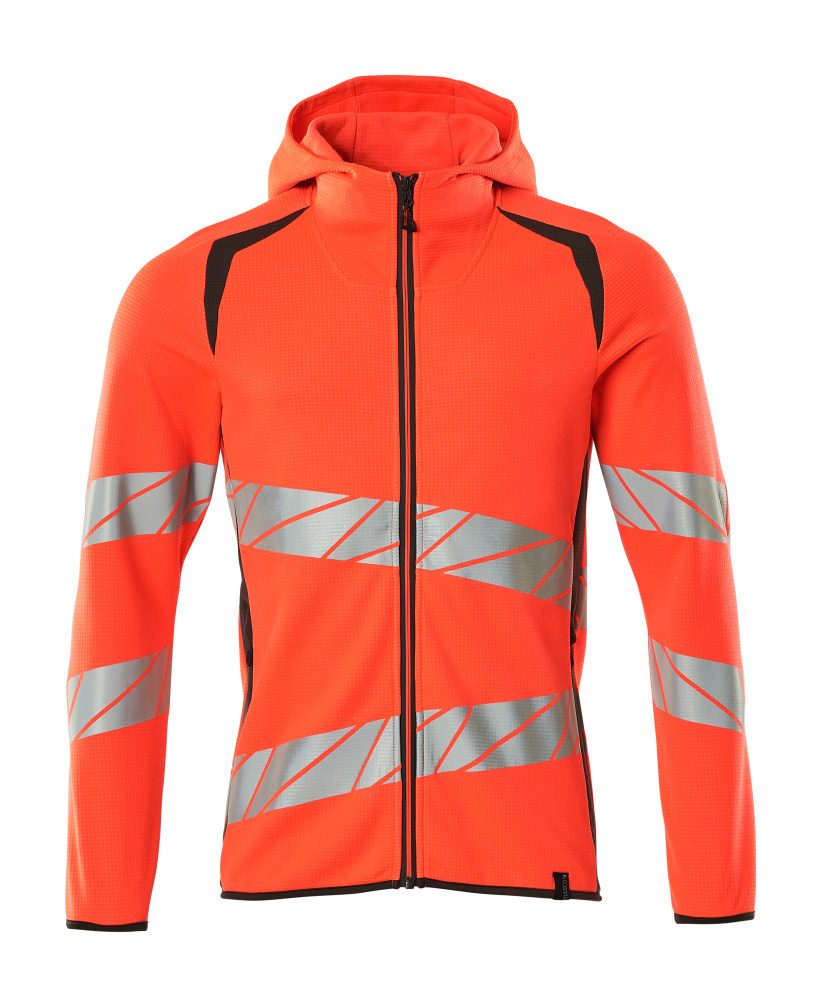 Capuchontrui met rits 19284 - 22218 - hi-vis rood/donkerantraciet