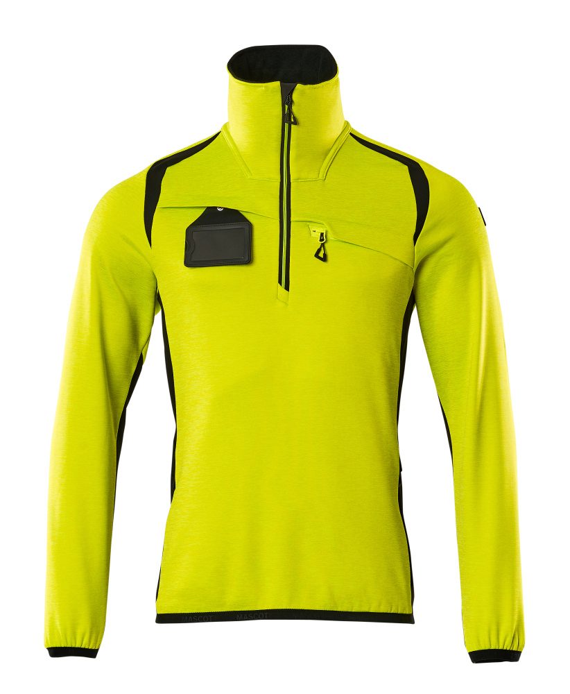 Fleecetrui met rits 19303 - 1709 - hi-vis geel/zwart