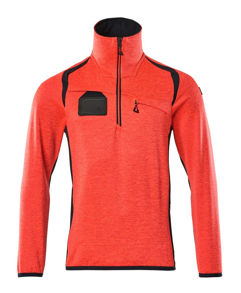 Fleecetrui met rits 19303 - 22210 - hi-vis rood/donkermarine