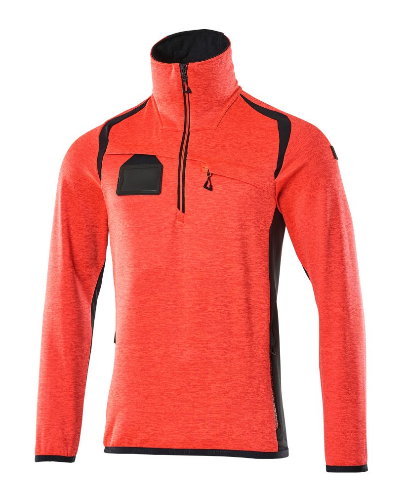 Fleecetrui met rits 19303 - 22210 - hi-vis rood/donkermarine