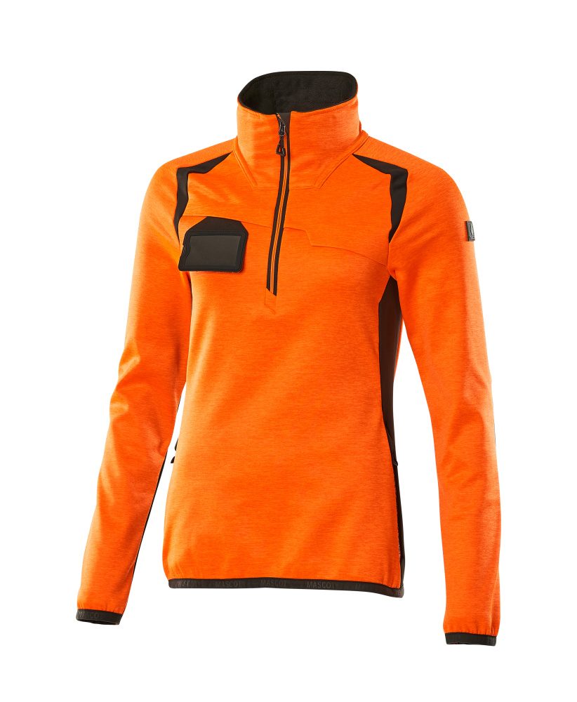 Fleecetrui met korte rits Dames 19353 - Hi-vis Oranje / Donkerantraciet (1418)