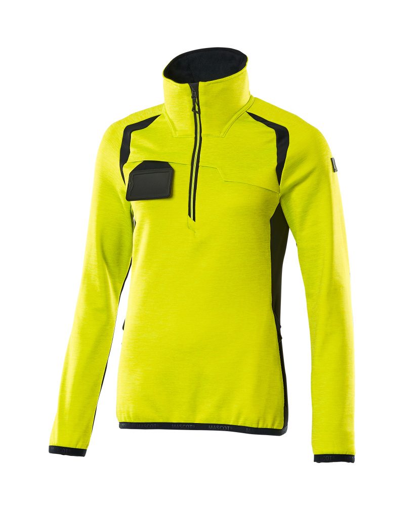 Fleecetrui met korte rits Dames 19353 - Hi-vis Geel / Donkermarine (17010)