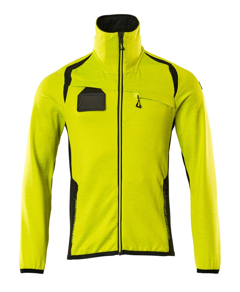 Fleecetrui met rits 19403 - 1709 - hi-vis geel/zwart