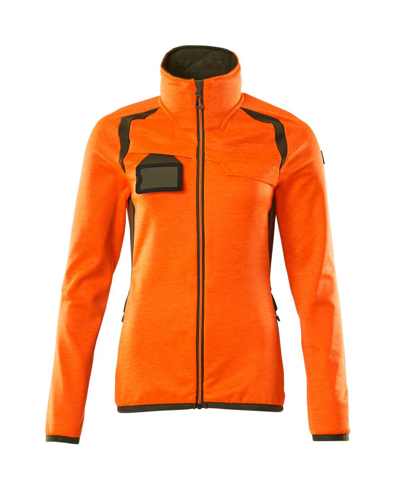 Fleecetrui met rits Dames 19453 - 1433 - hi-vis oranje/mosgroen