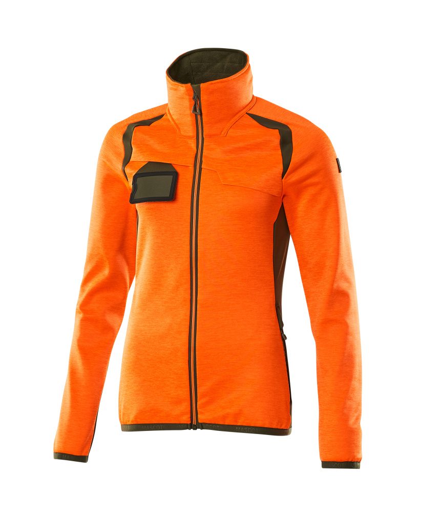 Fleecetrui met rits Dames 19453 - 1433 - hi-vis oranje/mosgroen