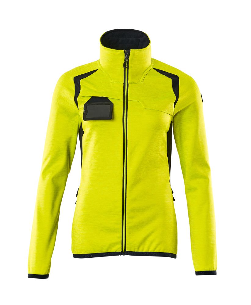 Fleecetrui met rits Dames 19453 - 17010 - hi-vis geel/donkermarine