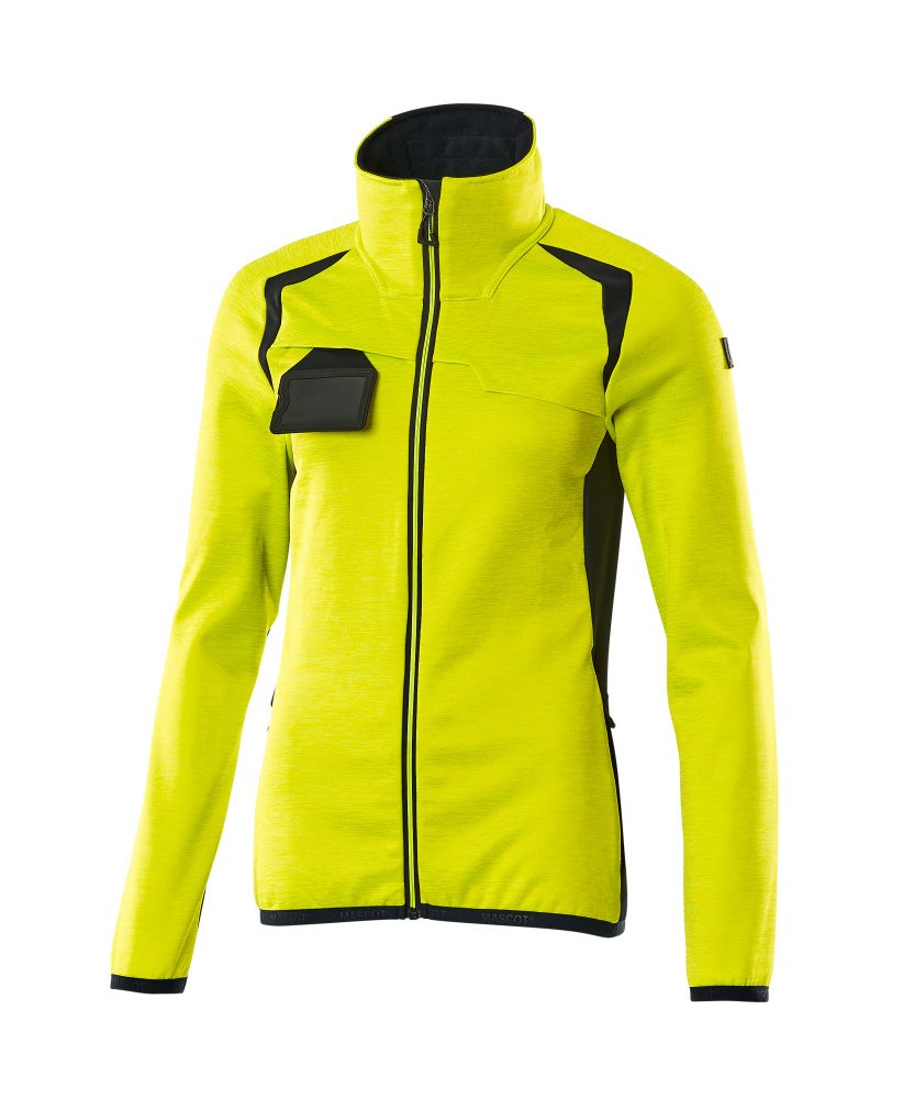 Fleecetrui met rits Dames 19453 - 17010 - hi-vis geel/donkermarine