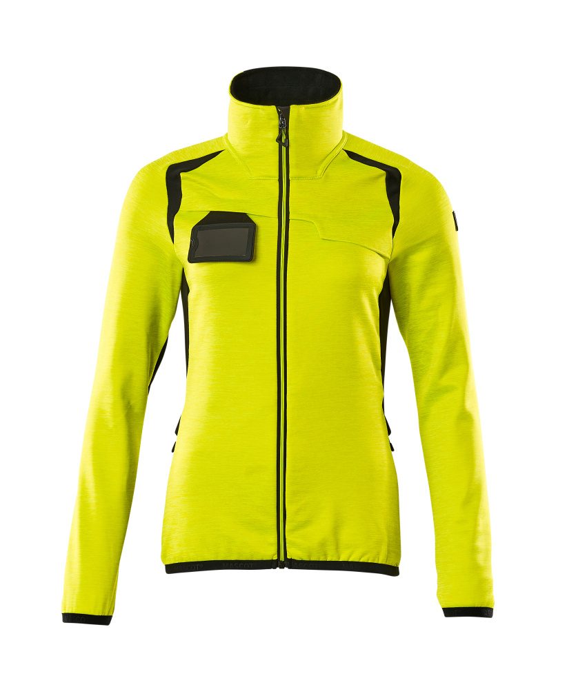 Fleecetrui met rits Dames 19453 - 1709 - hi-vis geel/zwart