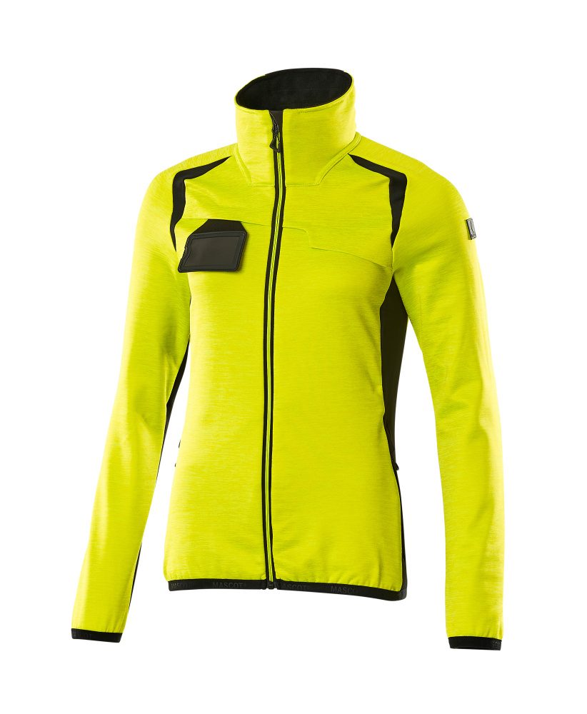 Fleecetrui met rits Dames 19453 - 1709 - hi-vis geel/zwart