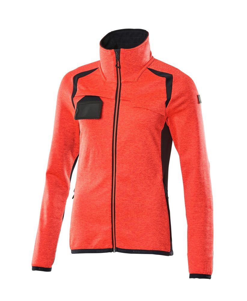 Fleecetrui met rits Dames 19453 - 22210 - hi-vis rood/donkermarine