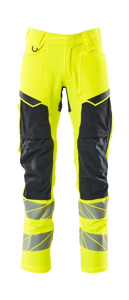 Broek met kniezakken 19479 - 17010 - hi-vis geel/donkermarine