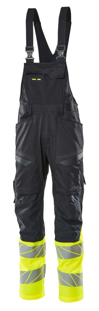 Amerikaanse overall met kniezakken 19669 - 01017 - donkermarine/hi-vis geel