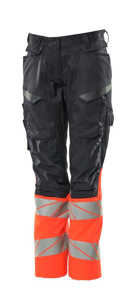 Broek met kniezakken Dames 19678 - 10222 - donkermarine/hi-vis rood