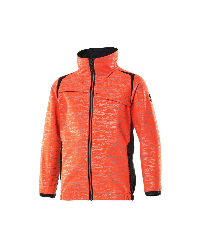 Softshell jas Kinder 19902 - 22210 - hi-vis rood/donkermarine