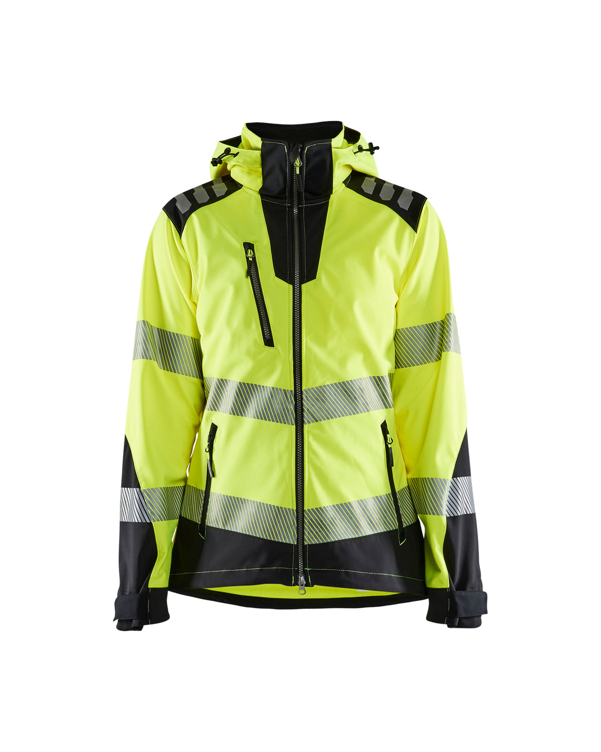 High-Visibility Softshell Jack Dames 4791 - High Vis Geel/Zwart