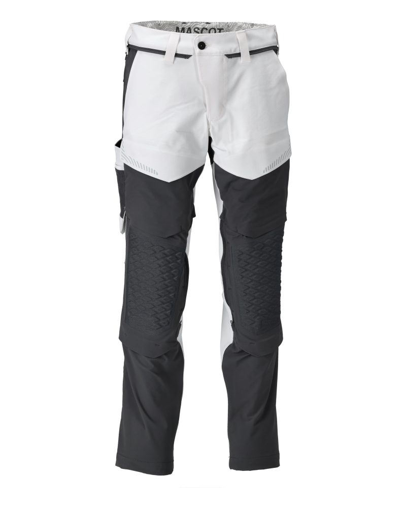 Schildersbroek met kniezakken Customized 22079 - 0689 - wit/steengrijs