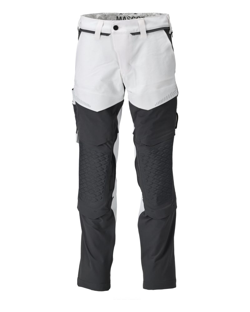 Schildersbroek met kniezakken Customized 22079 - 0689 - wit/steengrijs