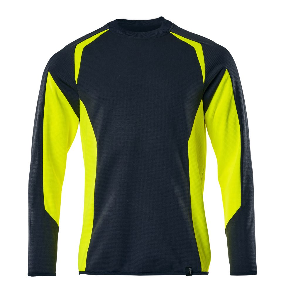 Sweatshirt 22084 - 01017 - donkermarine/hi-vis geel