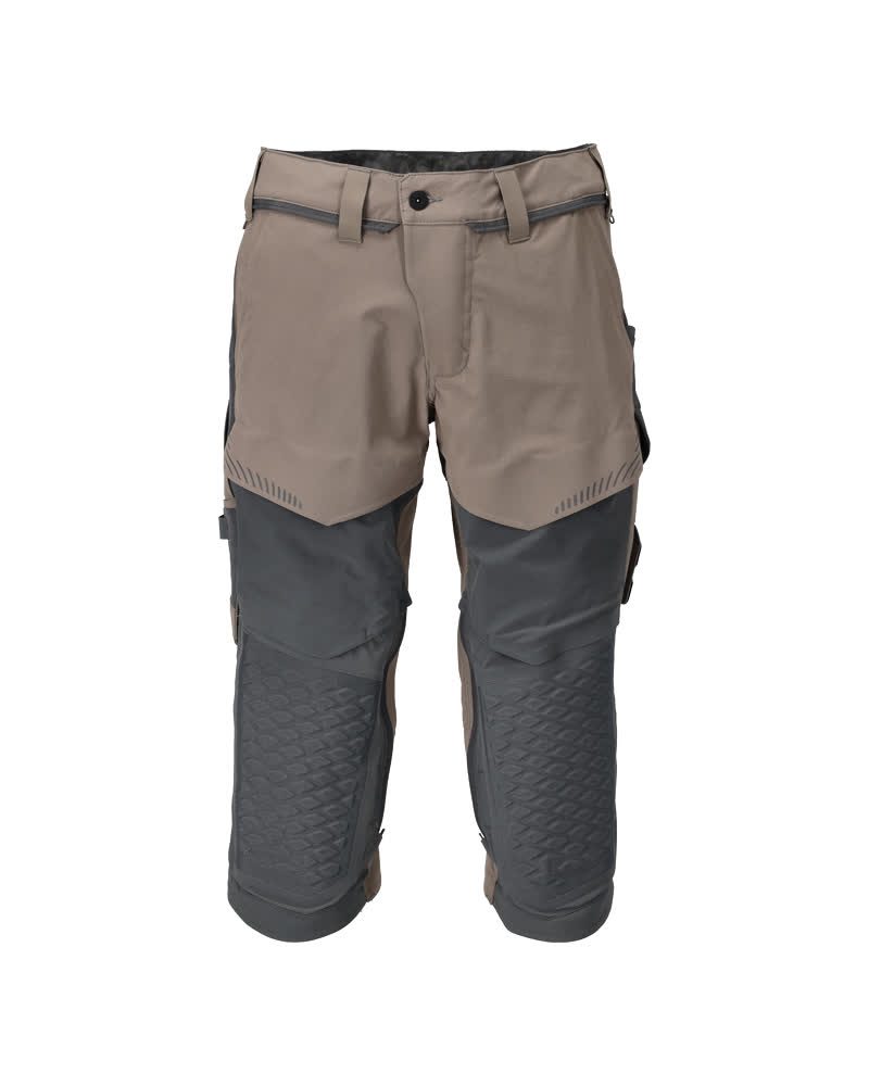 Driekwart broek met kniezakken 22249 - 5689 - donkerzand/steengrijs