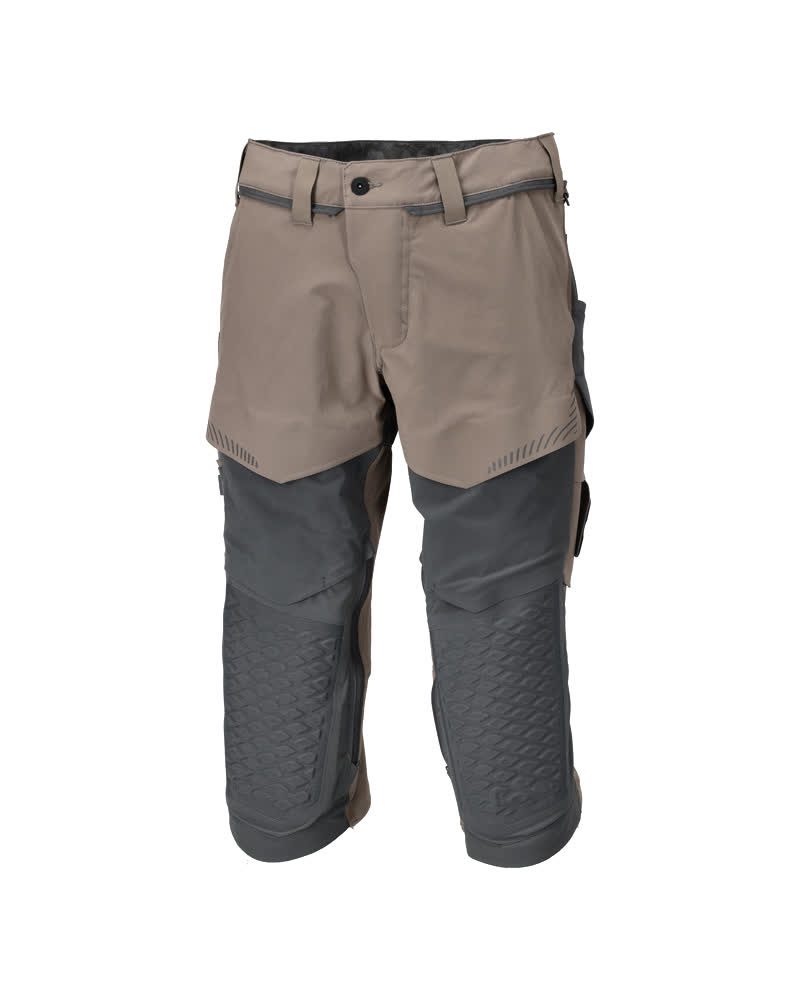 Driekwart broek met kniezakken 22249 - 5689 - donkerzand/steengrijs