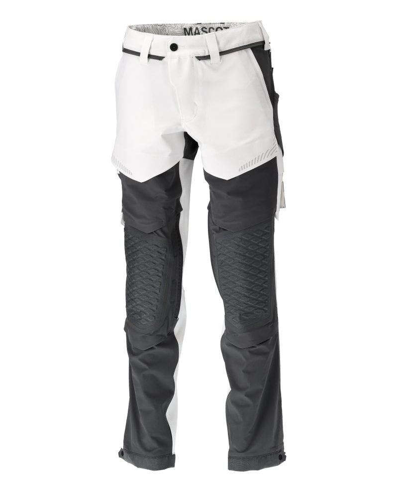 Broek met kniezakken 22279 - 0689 - wit/steengrijs