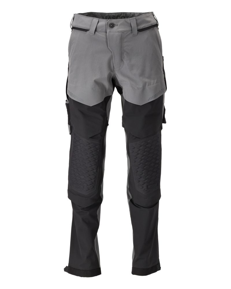 Broek met kniezakken 22279 - 8909 - steengrijs/zwart