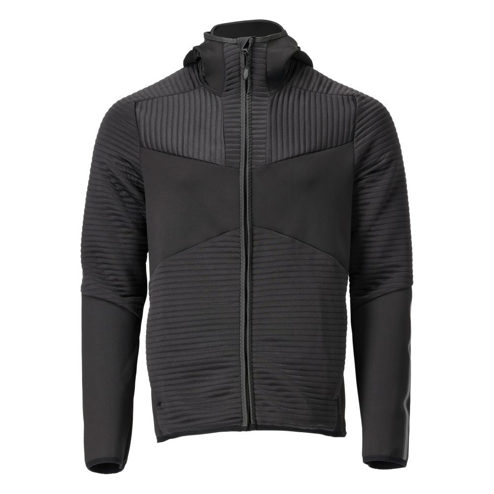 Fleece capuchontrui met rits 22603 - 09 - zwart