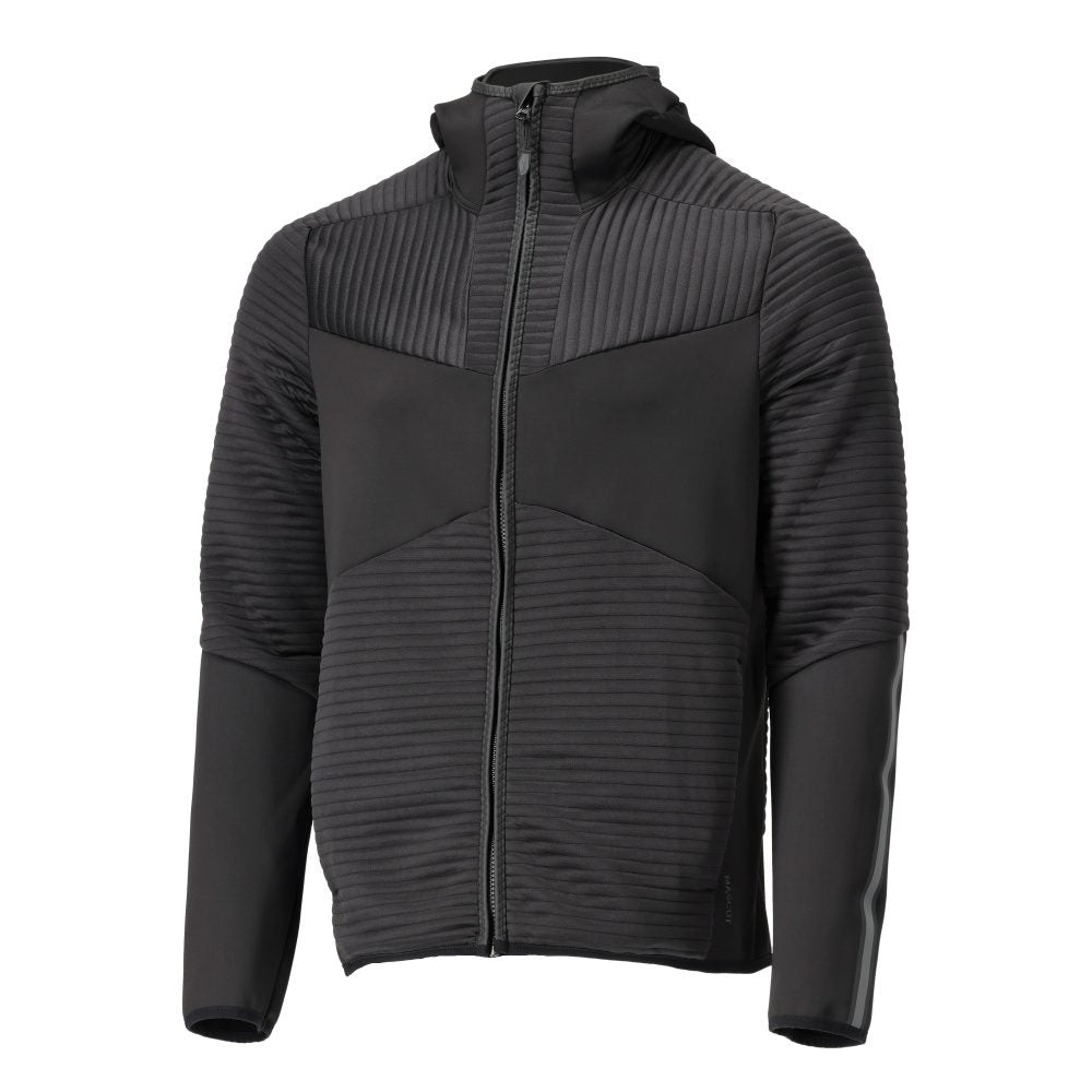 Fleece capuchontrui met rits 22603 - 09 - zwart