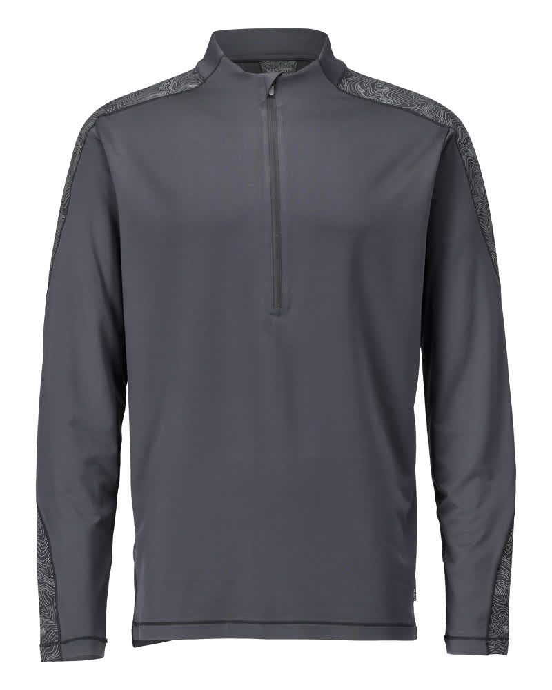 T-shirt met korte rits 22681 - 89 - steengrijs