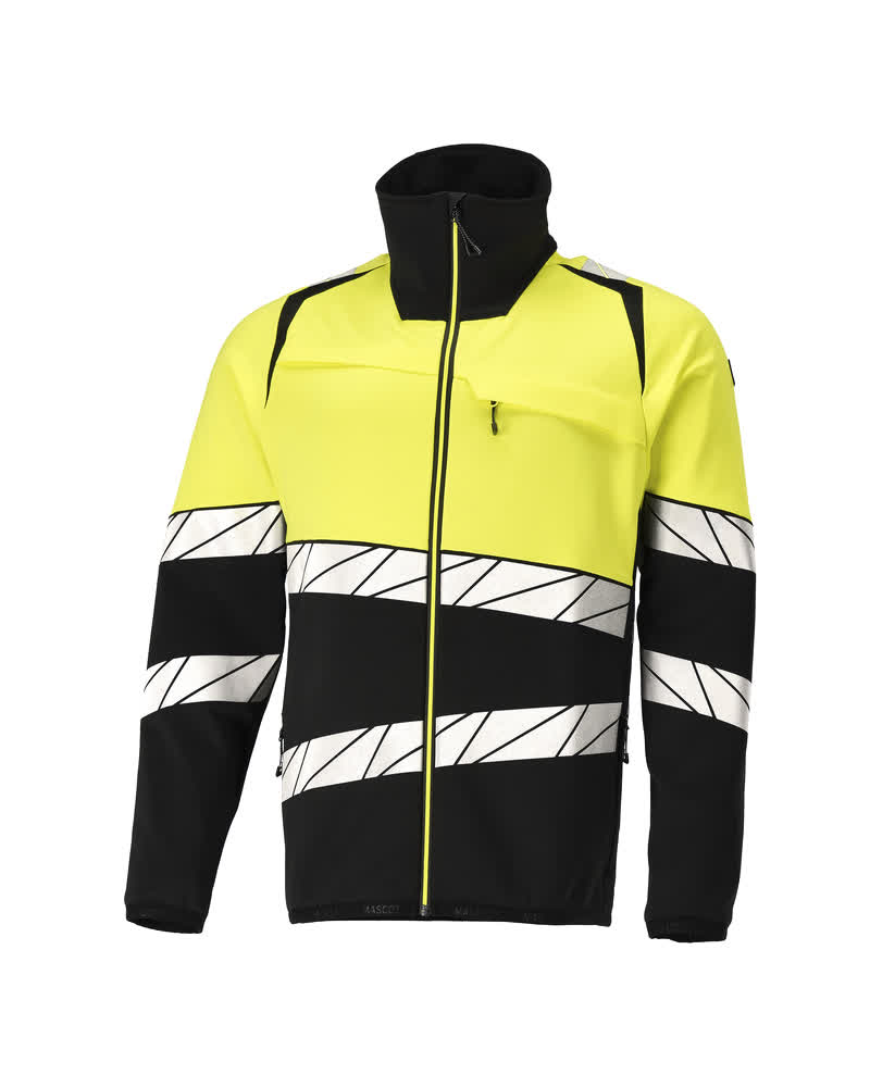 Fleecetrui met rits 25003 - 0917 - zwart/hi-vis geel