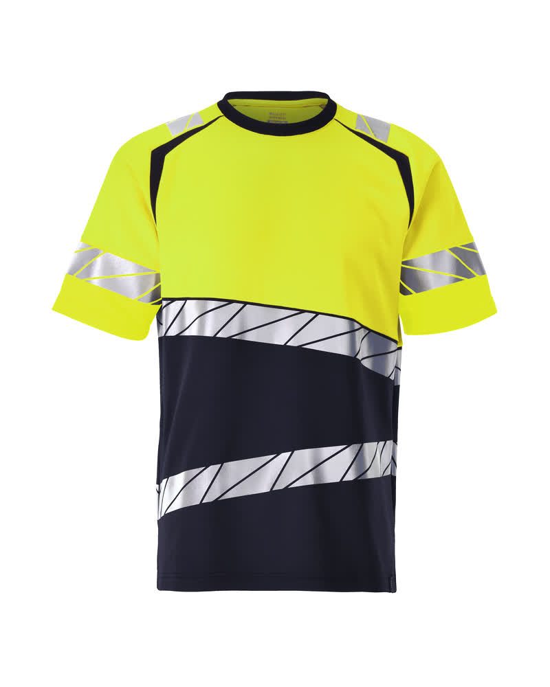 T-shirt 25082 donkermarine/hi-vis geel