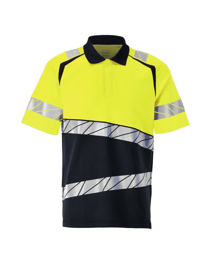 Poloshirt 25083 - 01017 - donkermarine/hi-vis geel