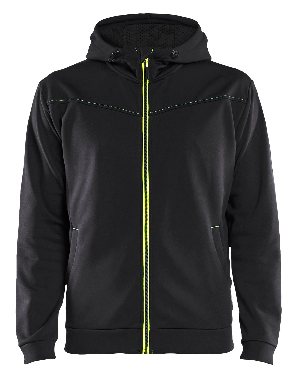 Hooded Sweatshirt met Rits 3363 - Zwart/High Vis Geel