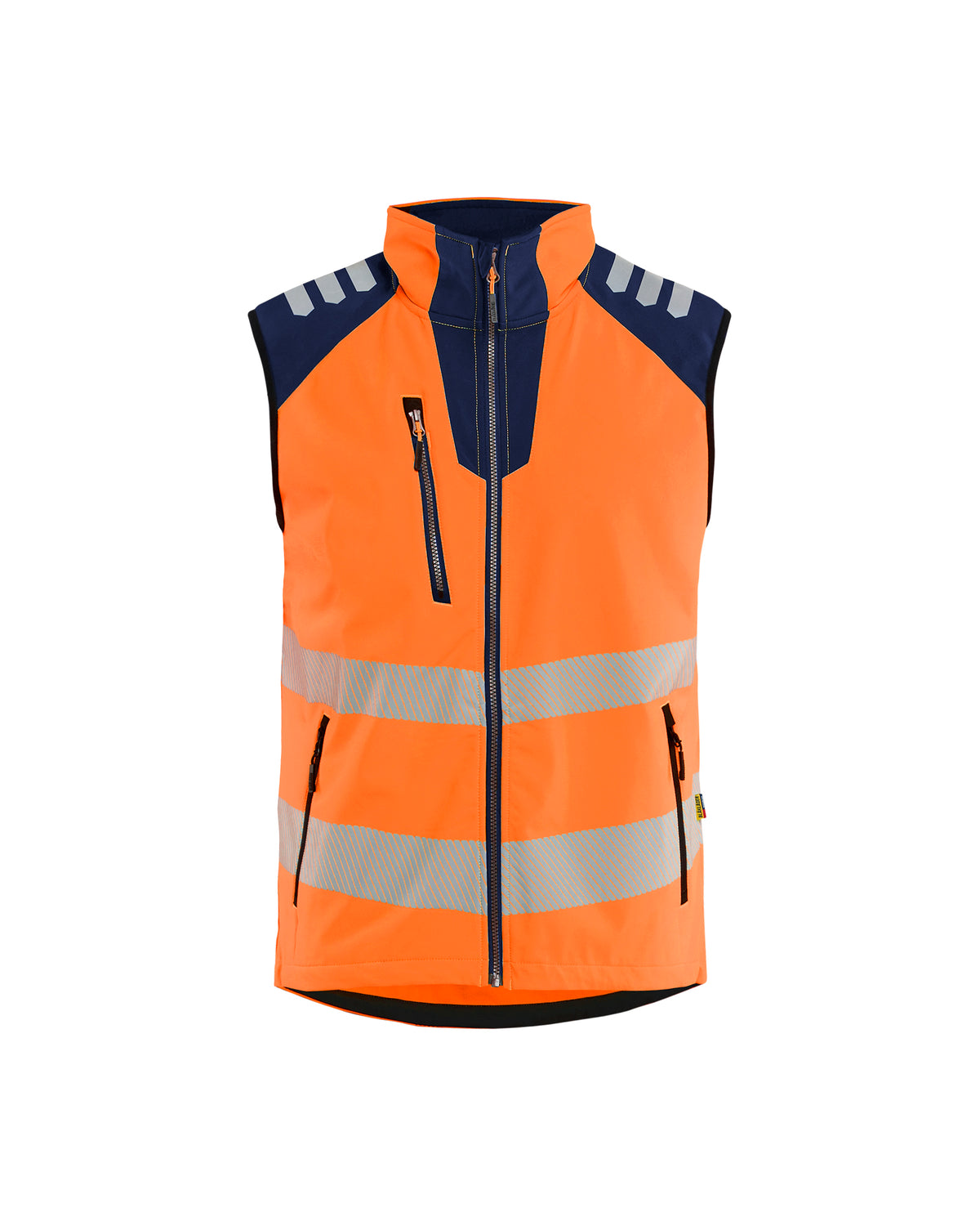 High-Visibility Softshell Bodywarmer 3091 - High Vis Oranje/Marineblauw