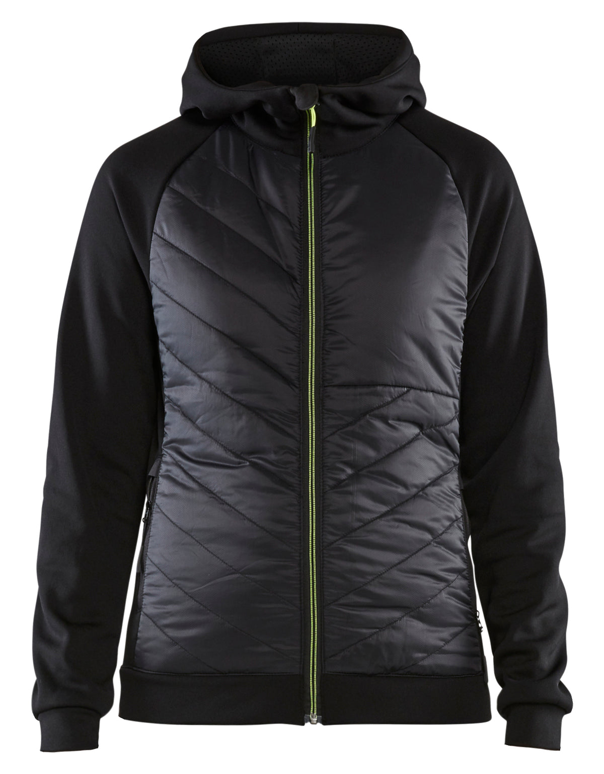 Hooded Hybride Sweatshirt Dames 3464 - Zwart/High Vis Geel